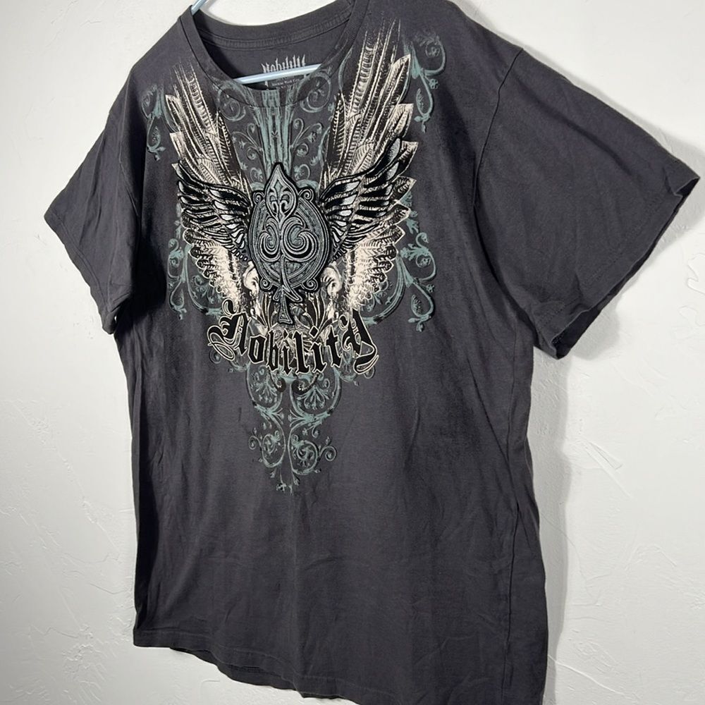 Nobility Affliction Y2k Dark Gray Graphic Grunge Tee Men Size Xl - Euc — image 3 of 8